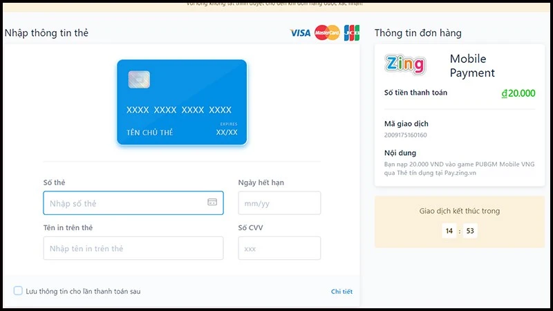 Nạp PUBG Mobile bằng ATM