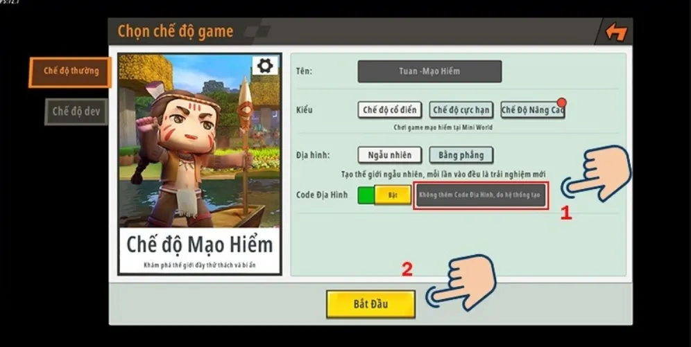 Danh sách giftcode map và các loại code địa hình game Mini World