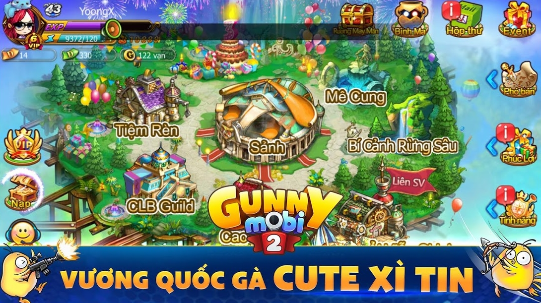 Một số khu vực chính trong giao diện Zing me Gunny