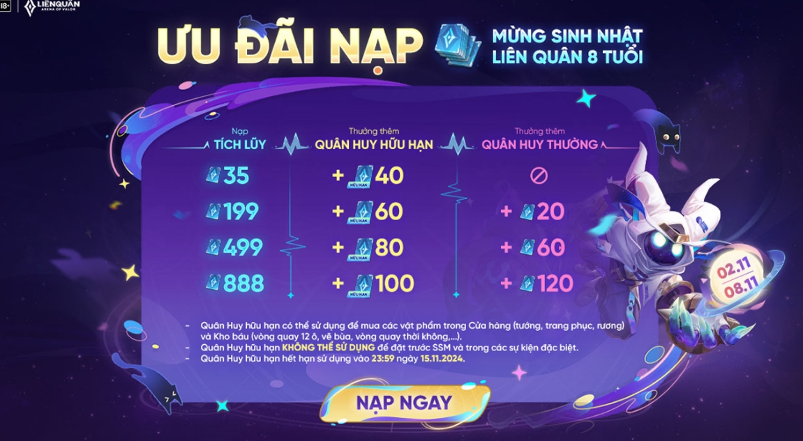 cách nạp quân huy trong game Liên quân 