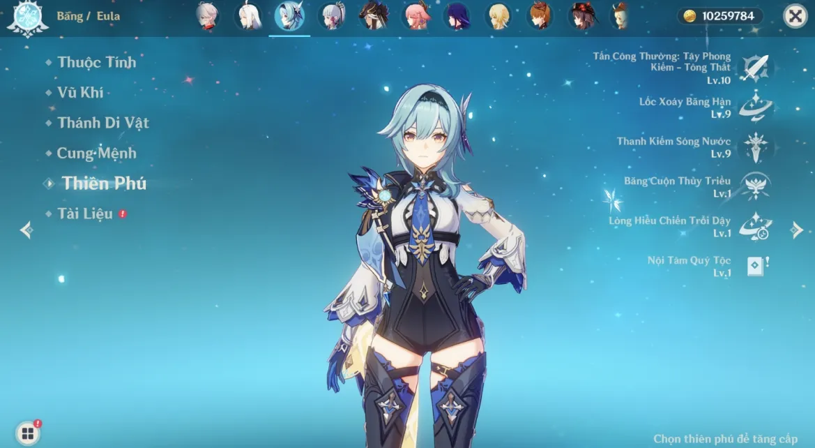 build Eula khi chơi Genshin Impact