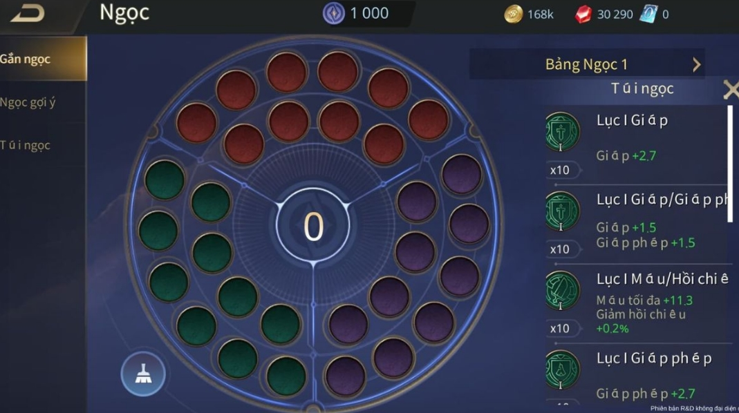 Nâng cấp ngọc cho sức mạnh của tướng