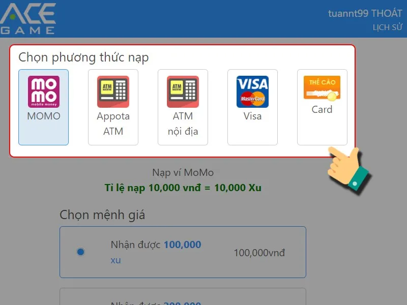 Chỉ dẫn nạp Rồng Thần Huyền Thoại