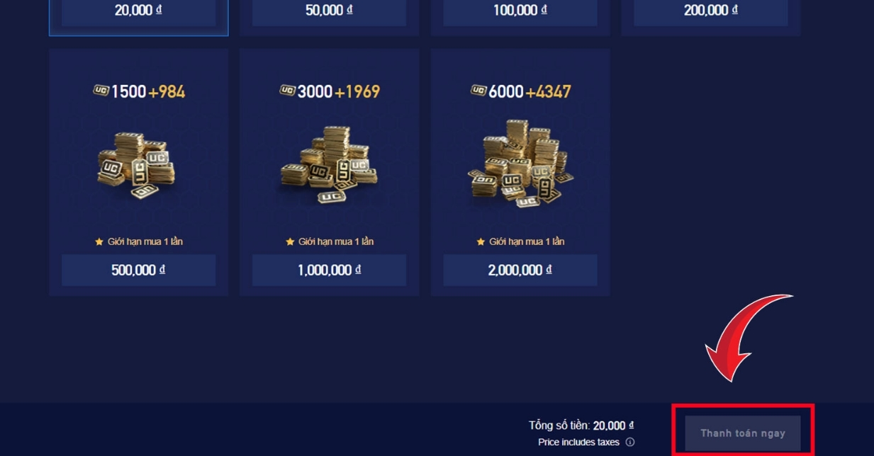 Cách nap UC cho PUBG bằng trang web VNG