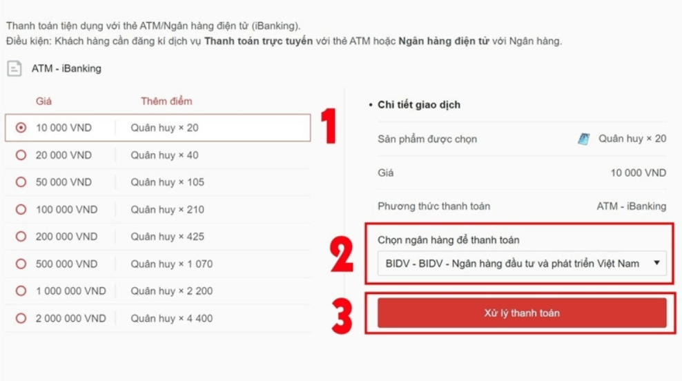 Cách thức nạp quân huy khi chơi Liên quân